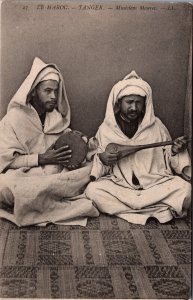 Morocco Le Maroc Tanger Musiciens Maures Vintage Postcard C051