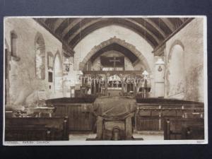 Cornwall: Tintagel Parish Church Interior and Font - Old Postcard by Photochrom