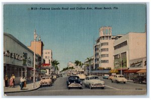 1952 Famous Lincoln Road Collins Ave Miami Classic Cars Beach Florida Postcard 