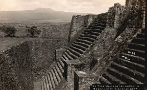 Vintage Postcard Real Photo La Escalinata De Las Ruinas De Tepanzoolo RPPC