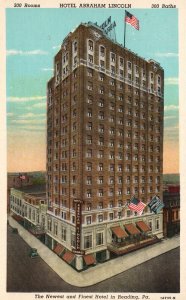 1954 Hotel Abraham Lincoln Reading Pennsylvania High-Rise Bldg. Posted Postcard