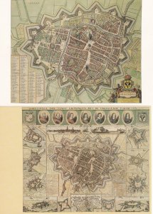 Groningen 2x Antique Map Repro Painting Dutch Postcard s