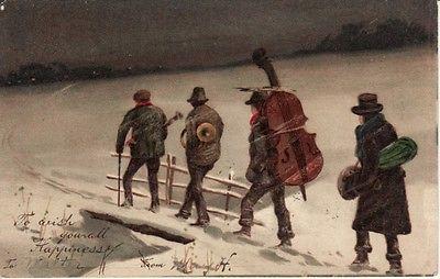 Greetings -- BAND trudging through SNOW, MUSIC, Cello, 19...