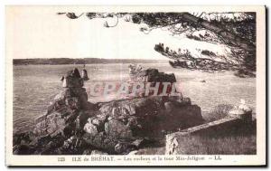 Old Postcard Ile de Brehat The rocks and Miu turn Joliguet