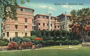 Vintage Postcard 1939 Weldon Hotel Greenfield Massachusetts Barret And Baker