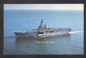 U.S. NAVY AIRCRAFT CARRIER SHIP USS IWO JIMA MILITARY BOAT POSTCARD