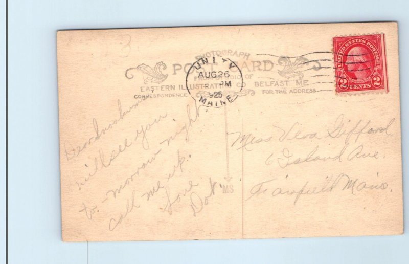 RPPC UNITY, Maine ME ~Office & Library CAMP WINNECOOK Waldo County 1925 Postcard