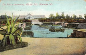 Milwaukee Wisconsin 1909 Postcard Lily Pond & Conservatory Mitchell Park