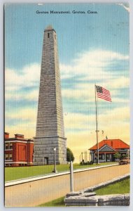 1950s Groton Monument Connecticut Historical & Roadway Grounds Posted Postcard
