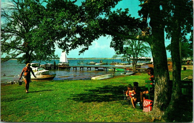 Arlington TX Recreation Center Lake Arlington Postcard unused 1950s