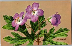 Wild Geranium Al Kreml Nat'l Wildlife Fed Wildflowers Vintage Postcard Q19