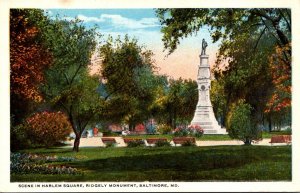 Maryland Baltimore Scene In Harlem Square Ridgely Monument