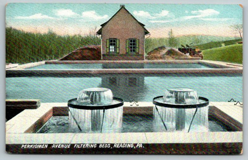 Reading PA~Perkiomen Avenue Reservoir~Filtering Beds Close Up~1908 Langsdorf PC 