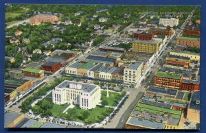 Sherman Texas Aerial Air View of the city linen postcard 