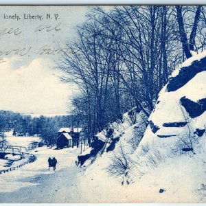 1908 Liberty, NY Dreary & Lonely Winter Scene Litho Photo PC Fahrenholz A166