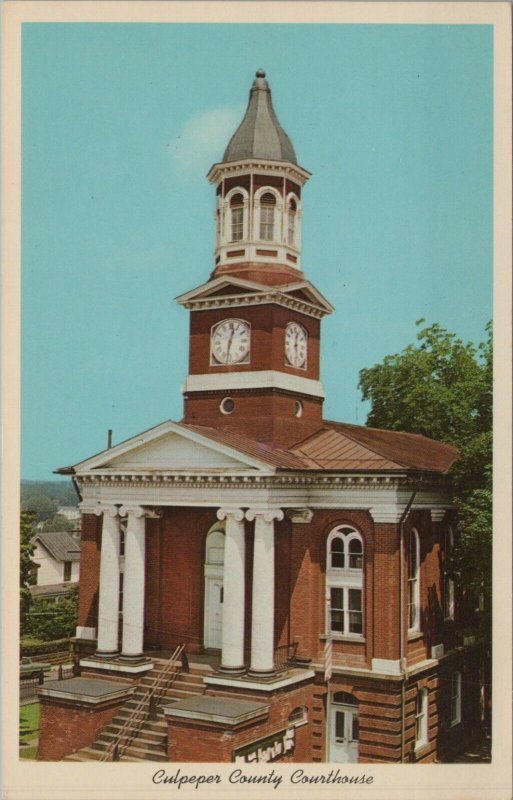 Vintage Culpeper County Courthouse Culpeper Virginia clock tower postcard B793 