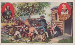Advertising Postcard Prudential Insurance Newark NJ Settlers Attacked Indians
