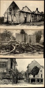 France 3 postcards WW1  illustrating German devastation in France  Military