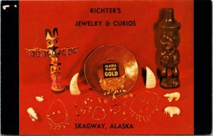 Richters Jewelry & Curios Shop Skagway Alaska Placer Gold Chrome Postcard 