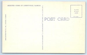 Large Letter Linen LIBERTYVILLE, Illinois IL ~ Lake County c1940s Postcard 