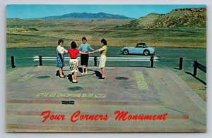 Four Corners Monument Utah Colorado New Mexico Arizona Vintage Unposted Postcard