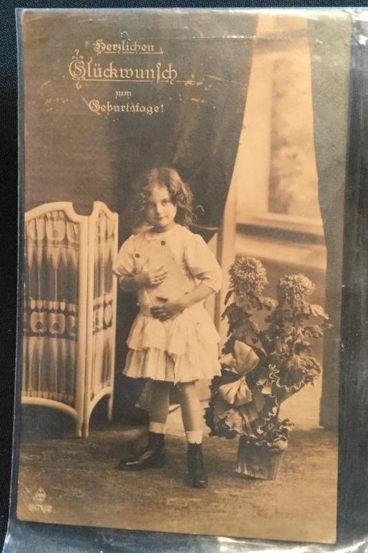 Postcard Used Hannover Germany Girl Birthday Stamp missing LB