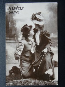 Greeting Angling Fishing Theme A LOVELY GAME c1907 RP Postcard by Davidson Bros