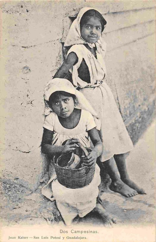 Dos Campesinas Peasant Girls Mexico 1907c postcard