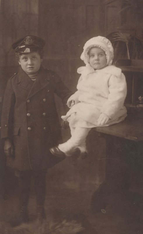 Child Dressed as Military Soldier Antique Fancy Dress Postcard