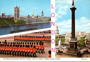 England London Houses Of Parliament and The River Thames Nelson's Column...