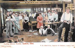 Packing Elberta Peaches Workers Packing House Guthrie Oklahoma 1910c postcard