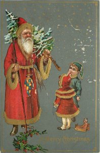 Postcard C-1910 Santa Christmas Tree Toy Children TP24-676