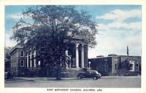 Malvern Arkansas First Methodist Church Street View Antique Postcard K32348