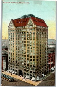 View of Masonic Temple, Chicago IL c1908 Vintage Postcard X36