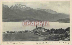 Old Postcard Lake Annecy Lake in February and the Massif de la Tournelle