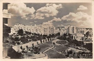 RPPC MODERN JERUSALEM ISRAEL NEW COUNTRY MESSAGE REAL PHOTO POSTCARD (c. 1948)