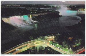 Night View, Light Display on Falls, NIAGARA FALL, Ontario, Canada, 40-60´s