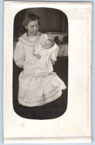 Dorrance Kansas KS Postcard RPPC Photo Mother And Cute Baby 1911 Posted Antique