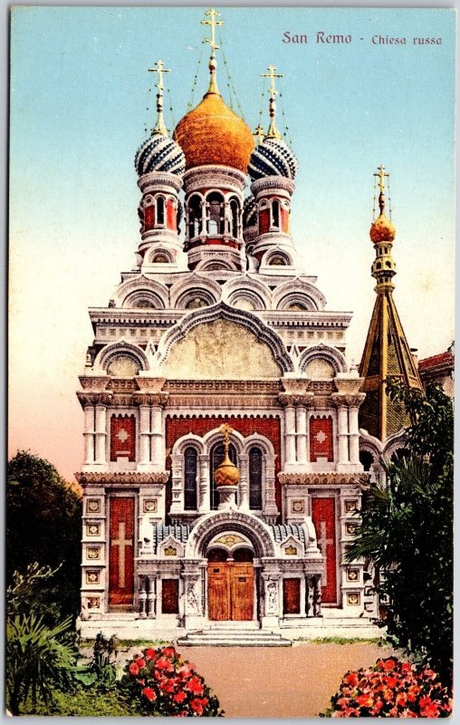 Sanremo, Italy, San Remo Chiesa Russia Russian Orthodox Church Postcard