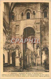 Postcard Old Ennezat Collegiate St Victor and St Crown Interior of the Roman ...