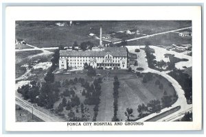 c1940's Aerial View Of Ponca City Hospital Ponca City Oklahoma OK Trees Postcard
