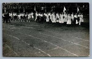 1925 ATHLETS SPORT PARADE ANTIQUE REAL PHOTO POSTCARD RPPC