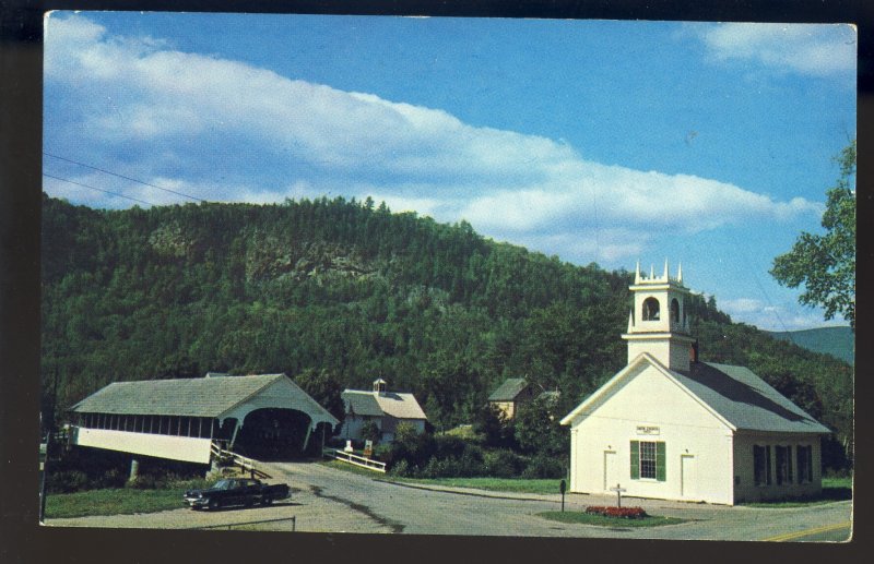 Stark, New Hampshire/NH Postcard, Covered Bridge & Church, Ammonoosuc River