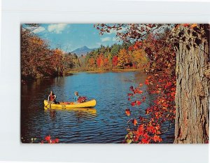 Postcard Autumn Scene Couple on a Canoe Greetings from Hobe Sound Florida USA