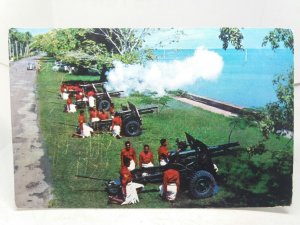 Fiji Military Forces Army Firing a Royal Salute Vintage Postcard 1960s