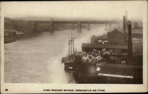 Newcastle-on-Tyne England King Edward Bridge Vintage Real Photo Postcard