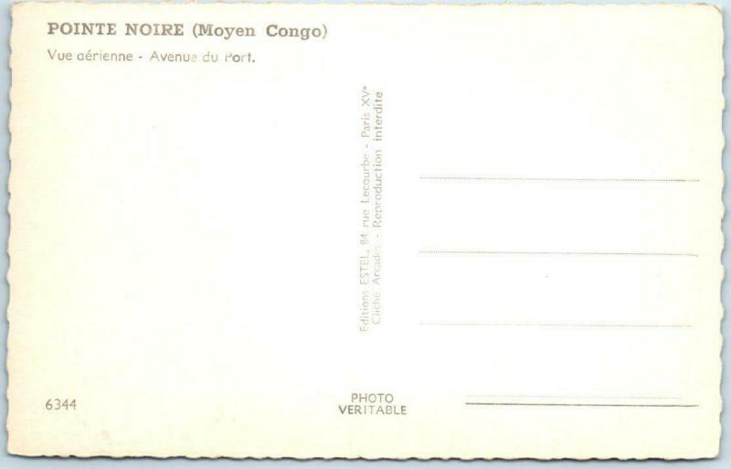 RPPC  POINTE NOIRE ~ MOYEN CONGO  Aerial View AVENUE du PORT   Postcard 