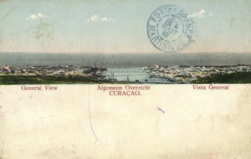 curacao, D.W.I., WILLEMSTAD, General View (1910s) El Globo Postcard