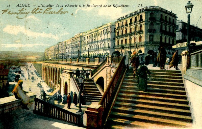 Algeria - Algiers. Republic Boulevard & Pecherie Staircase