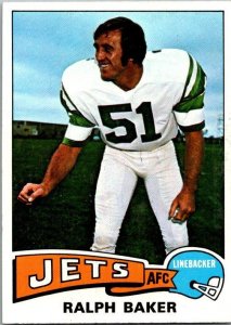 1975 Topps Football Card Ralph Baker New York Jets